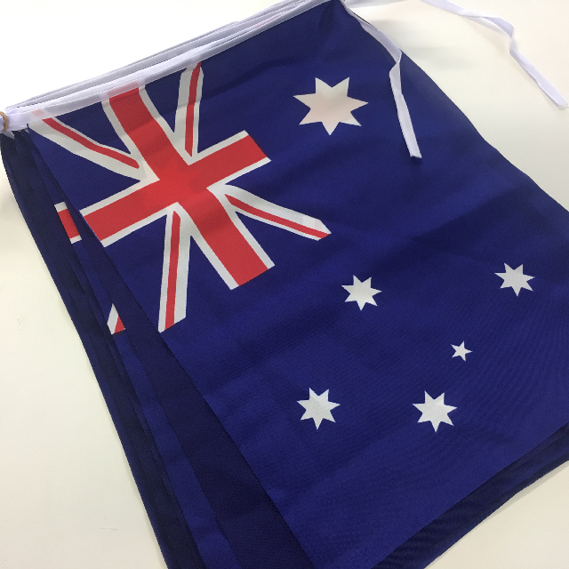BUNTING, Australian Flag - 8m Length Polyester (16 Flags 45 x 30cm)